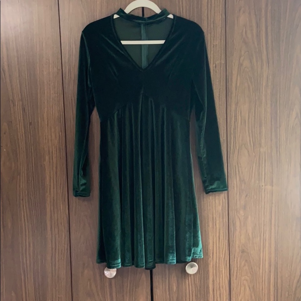 Green velvet dress